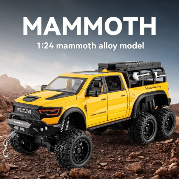 1:24 Dodge Mammoth RAM 1000 TRX 6x6 Pickup Diecast Alloy Metal Model Car