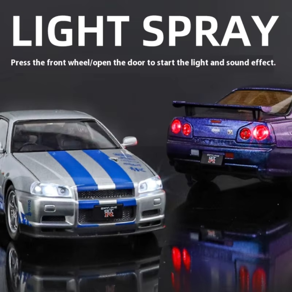 1:24 Nissan GTR R34 Skyline Fast & Furious Alloy Diecast Model Car