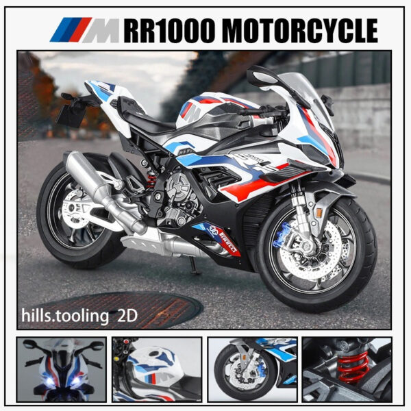 1:9 BMW M1000RR Diecast Metal Model Motorcycle with Light